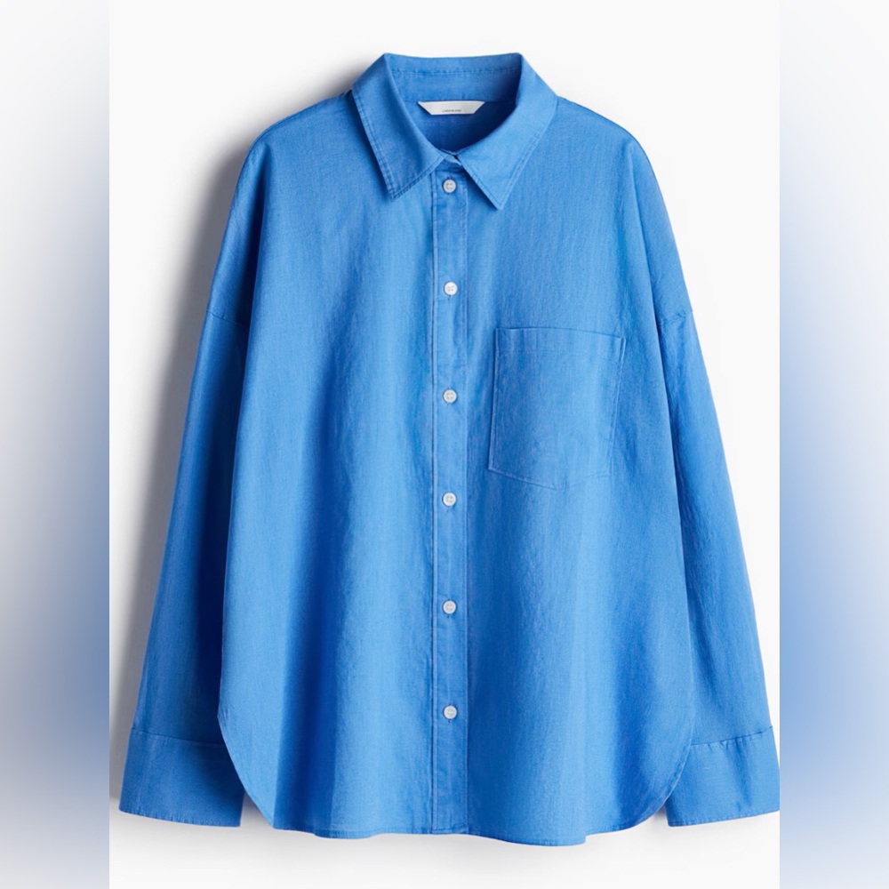 H&M Bright Blue Casual Button Down Shirt